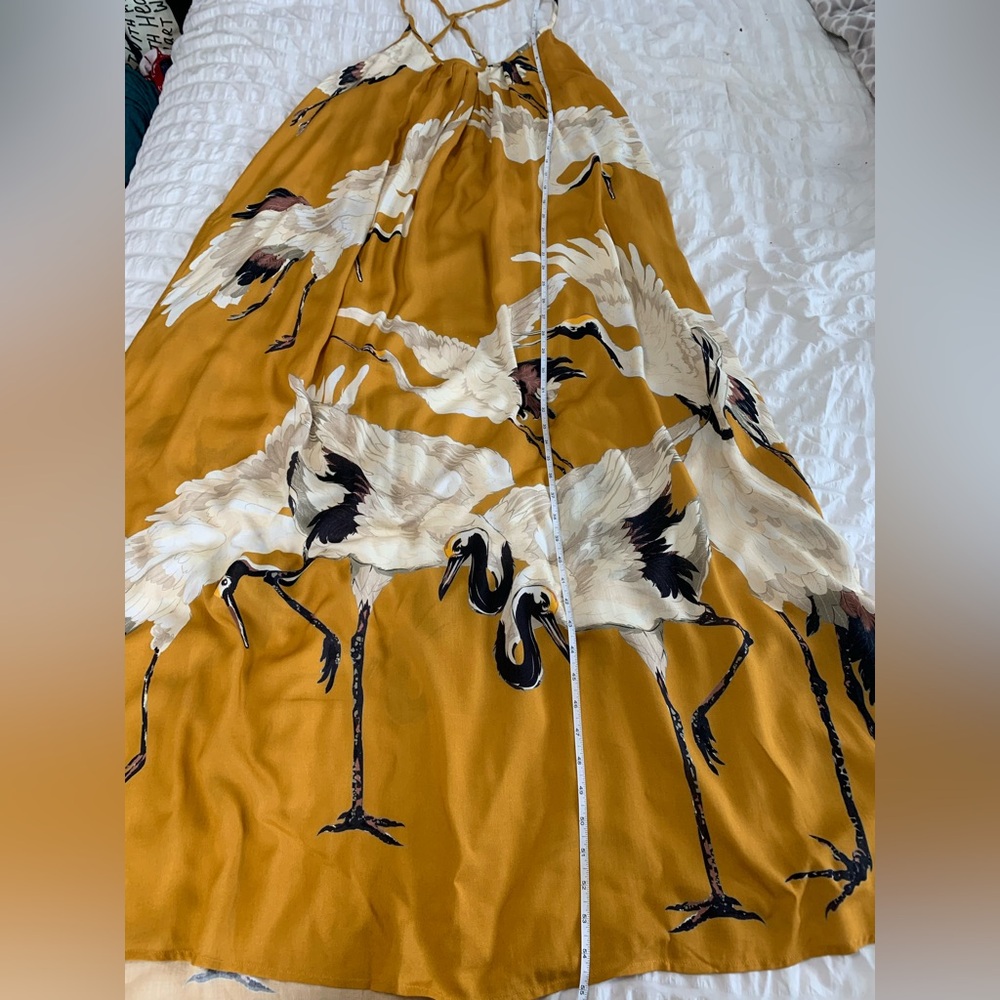 NWT ARATTA Mustard Cranes of Heaven Maxi Dress - Picture 14 of 16